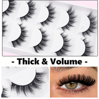 5 paires de faux cils moelleux, volume 3D naturel, en faux vison, doux et légers pour un usage quotidien S03