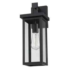 Modern design Outdoor wall light 1-Light black finish clear glass shade wall mount lamp for garden decorative