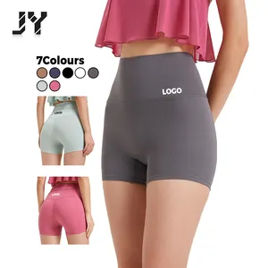 Jy No Scrunch Zachte Hoge Elastische Middelste Dikte Butt Lifting Vrouwen Yoga Shorts Hoge Taille Workout Shorts Back Pocket Health