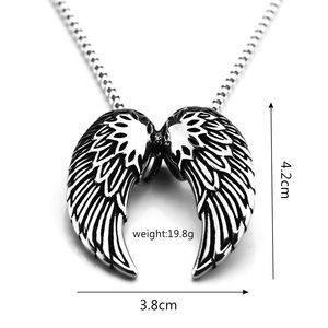 Collier avec pendentif aile d'ange en acier inoxydable pour hommes, usage quotidien, design géométrique, style asymétrique - Product Image 5