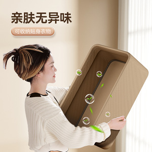Clothes <b>Storage</b> Box Rectangle Foldable <b>Stackable</b> <b>Drawer</b> Type Khaki Extra Large 34L Solid Color Household Organizing Basket - Product Image 4