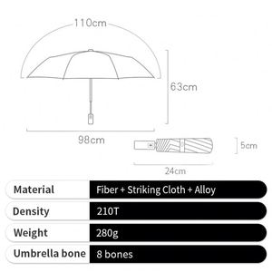Parapluie inversé pliable promotionnel avec impression de logo, adapté aux jours ensoleillés et pluvieux - Product Image 2