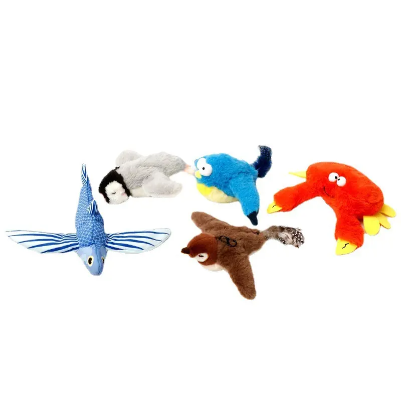 Diskon besar mainan gerakan interaktif hewan peliharaan flap mainan kucing burung terbang terisi USB elektrik dengan Catnip