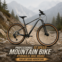 Prêt à être expédié, vélo de montagne 27,5/29 pouces avec axe traversant, 1x12 vitesses, fourche à suspension pneumatique, frein à disque hydraulique, cadre en alliage de 13,3 kg