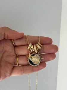 Perhiasan kustom liontin jimat Fashion perhiasan bintang bulan Enamel bintang heksagonal liontin zirkon kalung hadiah wanita - Product Image 4