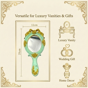 Wholesale <strong>Art</strong> <strong>Deco</strong> <strong>Vintage</strong> Handheld Oval Resin Frame Lightweight Shatterproof Freestanding <strong>Mirror</strong> Makeup Factory Price <strong>Mirror</strong> - Product Image 3