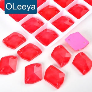 OLeeya Cosmic Siam Neon Glass Sew on Rhinestones Sewing Crystal AB Flat <b>Back</b> Stones for Clothes Accessories Wedding Dress - Product Image 1