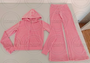 Tuta personalizzata da <span class=keywords><strong>donna</strong></span> con righe laterali personalizzate in <span class=keywords><strong>velluto</strong></span> nuova costola con cerniera giacca in <span class=keywords><strong>velluto</strong></span> <span class=keywords><strong>pantaloni</strong></span> da Jogger 2 pezzi Set abbigliamento - Product Image 2