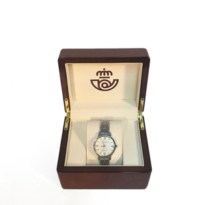 Lujo marrón Flip Piano laca reloj de madera caja - Product Image 1