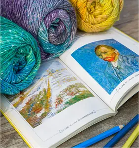Cabane à tricoter Section de couleur de l'artiste laine teinte fil de crochet fait main moyen épais
