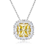 Collier pendentif de couleur zircon jaune, en argent sterling, bijoux de pierres précieuses