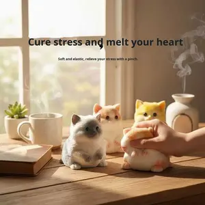 צעצועי לחיצה בצורת חתול להפגת מתחים משרדיים, צעצועי סקוושי ריאליסטיים בצורת חתול להפגת מתחים, במבצע סיטונאי חם - Product Image 6