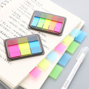 Cute PET Transparent <b>Sticky</b> <b>Notes</b> with Box, Fluorescent Index Tabs and Page Flags, Reusable Promotional Office Supplies - Product Image 2