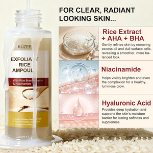 Suero Facial Exfoliante de Arroz, Ampolla Iluminadora con Efecto Peeling, Hidratante Profundo, Elimina las Células Muertas de la Piel y Minimiza los Poros, 100 ml, <span class=keywords><strong>para</strong></span> Todo Tipo de Piel - Product Image 3