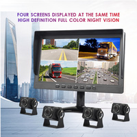 Moniteur de tableau de bord de voiture à 4 canaux avec écran partagé, écran LCD HD de 7 pouces, mini moniteur autocollant pour toit de véhicule MDVR