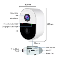 Kamera Alarm Sensor Gerak Tubuh Manusia PIR Bertenaga Baterai dengan Sensor Gambar CMOS 3MP UEMON Smart Home, Kontrol Aplikasi Wi-Fi untuk Garasi Hotel