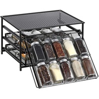 Tiroir de rangement à épices Oniya à 3 niveaux grande capacité pour comptoir de cuisine, organisateur d'épices en métal gain de place pour armoire