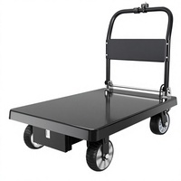 Chariot à plateforme électrique motorisé à double entraînement avec plateau en acier et batterie au lithium pour entrepôt