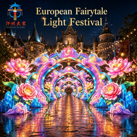 Lanterne géante d'extérieur en soie, tunnel lumineux LED artisanal en forme de nuage porte-bonheur pour parc à thème