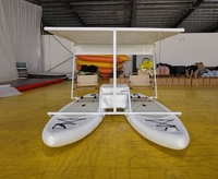 Planche à pagaie gonflable pour 4 personnes, catamaran gonflable, plateforme de loisirs flottante, double SUP, bateau avec auvent
