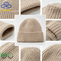 Gorros de punto grueso personalizados al por mayor, OEM, cálidos, unisex, color avena, para invierno, para minoristas