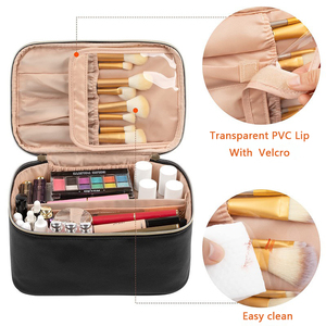 Trousse de maquillage, trousse à cosmétiques portable, organiseur de maquillage de voyage grande capacité, trousse de toilette noire pour femmes et filles en voyage - Product Image 4