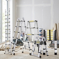 Échelles en alliage d'aluminium multi-styles, échelle télescopique pliante en A, échelle à marches multi-usages antidérapante pour la construction à domicile