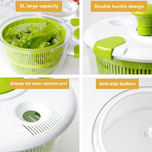 5 L lavaverdure manuale asciugatrice miscelatori per insalata in plastica Spinners per insalata di verdure con ciotola - Product Image 4