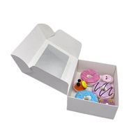 Boîte en carton ondulé blanc recyclable avec fenêtre pour beignets et gâteaux, design pliable, pelliculage mat, commandes personnalisées acceptées