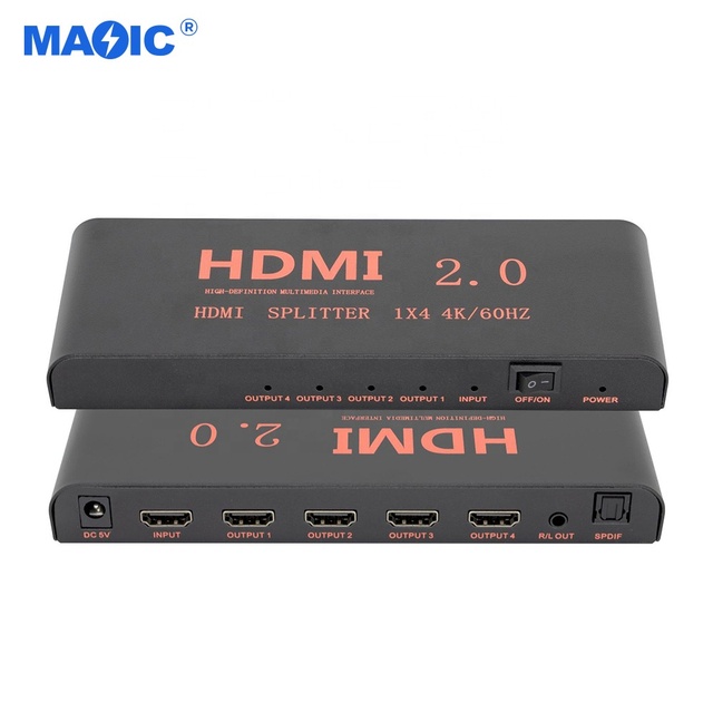 Audio Video Equipments Custom Logo 4 Port HDMI Splitter 1 in 4 Out 4K 60Hz HDMI Splitter 4k for Computer Multimedia