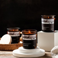 Bougies de soja de luxe de marque privée à couleur personnalisée 4oz 6oz 8oz Bougie parfumée en pot de verre mat avec couvercles en bois