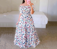 Robe maxi bohème pour femmes, épaules dénudées, à fleurs, dégradé arc-en-ciel, taille haute, tube top, décontractée, été, plage, fête, mariage