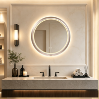 Miroir de salle de bain LED rond intelligent à écran tactile, cadre en aluminium 6063, miroir argenté sans cuivre, lumière à intensité variable pour la maison, le salon, la villa