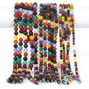 Wholesale high quality natural color agate beads with holes for bracelet jewelry making gem loose beads