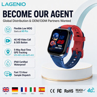 Montre connectée pour enfants LAGENIO K9 2026 avec suivi GPS LBS, écran AMOLED carré, IP68, appel vidéo HD 5MP, carte SIM 4G