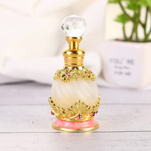 Botella de perfume de aceite esencial redonda de 15 ml con diseño floral esmaltado, botella de fragancia lujosa y exquisita. - Product Image 3