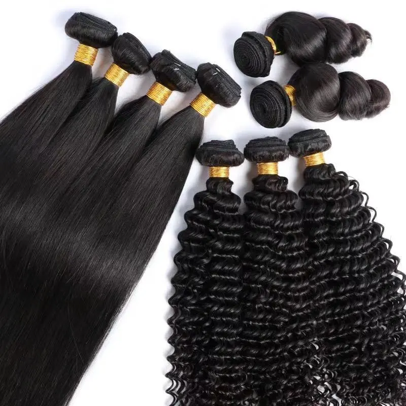 Cabelo humano virgin de 8-30 polegadas pacotes de cabelo natural cor preta não processada feixes de cabelo brasileiro