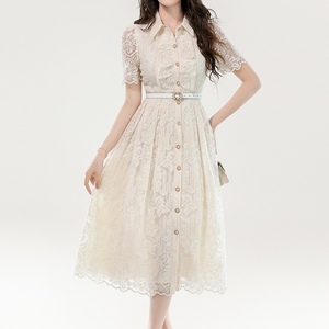 Vestidos de Encaje Elegantes para Mujer, Bordados, de Longitud Media, que Definen la Cintura, a la Moda - Product Image 6