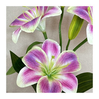 QYY XUANCAO 3 Blumen 2 Knospen Langstieliger Künstlicher Sternblumen-Lilienstrauß mit 3 Tigerlilien-Köpfen für Hochzeits- und Partydekoration