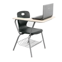 Nouvelle Chaise d'étude populaire en promotion avec tablette d'écriture en panneau de particules, en acier durable et plastique PP, pour bureau scolaire contemporain