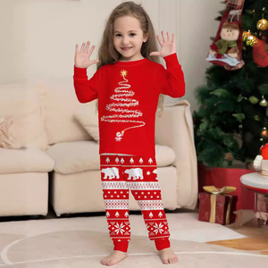 Rote Eltern-Kind-Outfits, Familien-Matching-<span class=keywords><strong>Sets</strong></span> im europäisch-amerikanischen Stil, weiche gestreifte Cartoon-Weihnachtspyjamas aus Baumwollimitat - Product Image 4