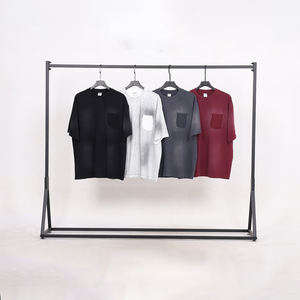 Camiseta de Manga Corta para Hombre, 275 Gramos, 100% Algodón, Tejido de Punto, Estampado Liso, Efecto Monkey Wash, con Bolsillos Falsos y Bordes Desgastados - Product Image 3