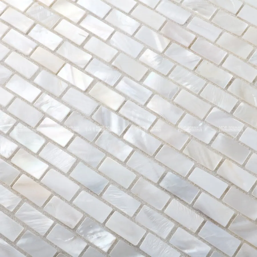 Strip Tile 10x20mm Strip White Natural Mother Of Pearl Sea Shell Wall Tile Mosaic Pattern For Hotel Kitchen Bathroom Project