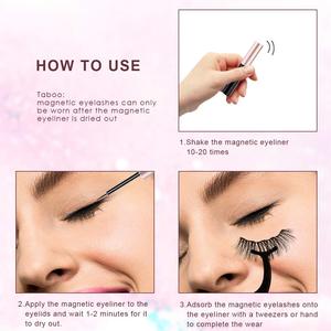 Ensemble de faux <span class=keywords><strong>cils</strong></span> magnétiques 3D en faux vison de marque privée, style moelleux, faux eye-liner avec <span class=keywords><strong>cils</strong></span> magnétiques - Product Image 3