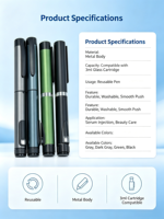Wadah Kosmetik Logam Portabel BoruichiGuang, Dapat Digunakan Kembali, Isi Ulang, untuk Cartridge Vial Kosmetik