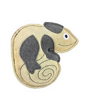 Jouet à mâcher pour petits animaux en forme de caméléon mignon, en cuir et daim durables, pour usage intérieur, taille moyenne, écologique - Product Image 1