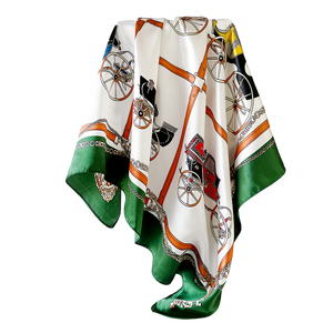 ผ้าคลุมศีรษะผ้าไหมซาตินพิมพ์ลายดอกไม้ดิจิทัลหรูหรา ดีไซน์ใหม่ 100% ผ้าไหม สำหรับผู้หญิง คุณภาพสูง รับสั่งทำโลโก้ - Product Image 4