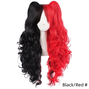 Cosplay Perruque Naturelle Longue Bouclée Style Clip-On Double Queues De Cheval Haute Température Fibre Dentelle Soyeuse Droite Vague Animation Costume - Product Image 4