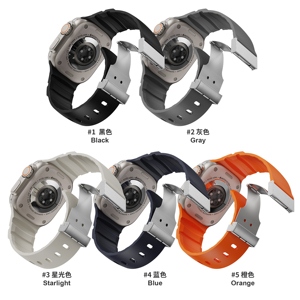 สายนาฬิกาซิลิโคนแบบสมาร์ทวอทช์สำหรับ Apple Watch Ultra 2 Series 10 9 8 7 SE 44 มม. 45 มม. 46 มม. 49 มม. กันน้ำ สายนาฬิกาแบบพับได้สำหรับผู้ชาย - Product Image 6