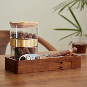 Boîte à cigares en bois multifonctionnelle, boîte de rangement et d'humidification pour cigares, vente en gros de boîtes en bois - Product Image 1